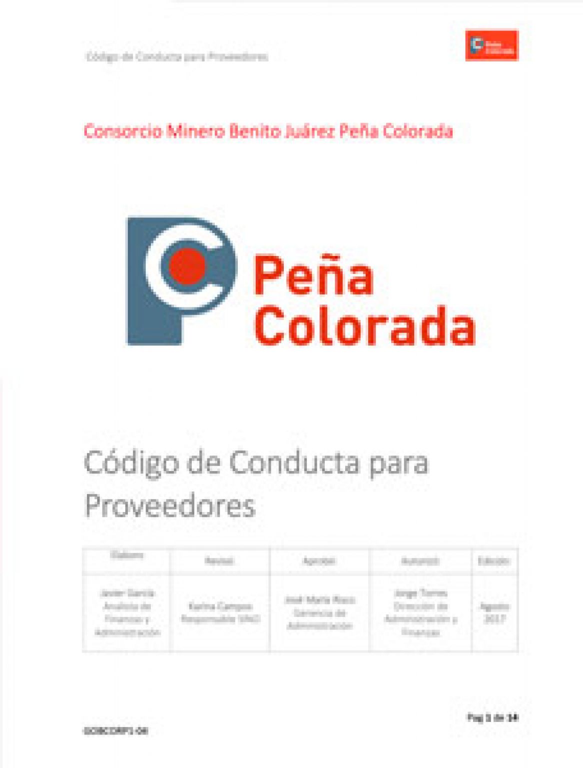 Proveedores - Peña Colorada